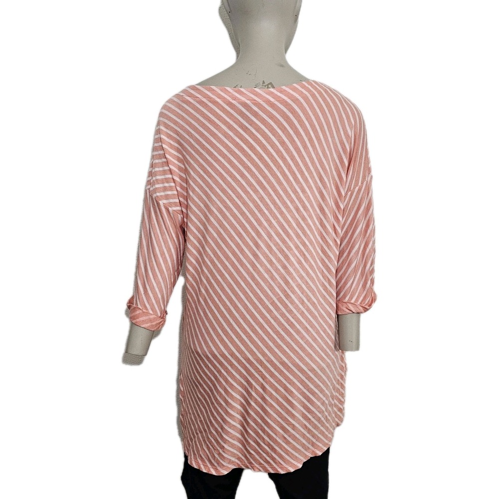 Daytrip Shirt, Women's Size S Orange Whit  Striped 3/4 Sleeve Rayon/spandex - Picture 3 of 8